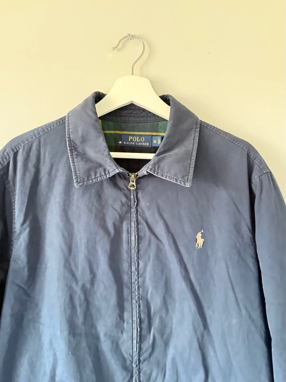 Vintage Polo Ralph Lauren Harrington Jacket Men M Plaid Lined Cotton Twill Pony